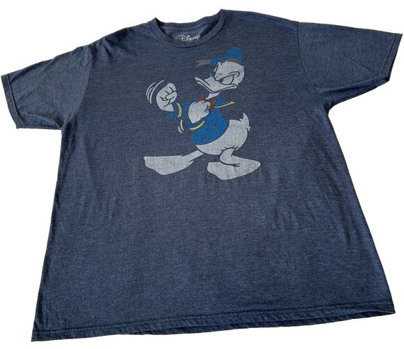 Disney Other - Donald Duck Disney Adult T-Shirt Gray XXL Super Mad Jumping Donald Cotton Blend